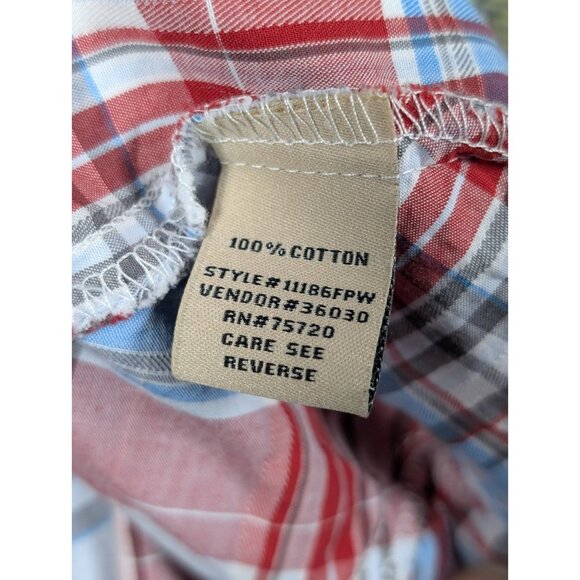 BKE Plaid Pearl Snap Long Sleeve Shirt Mens Large Blue Red Western Y2K Buckle - Picture 4 of 4